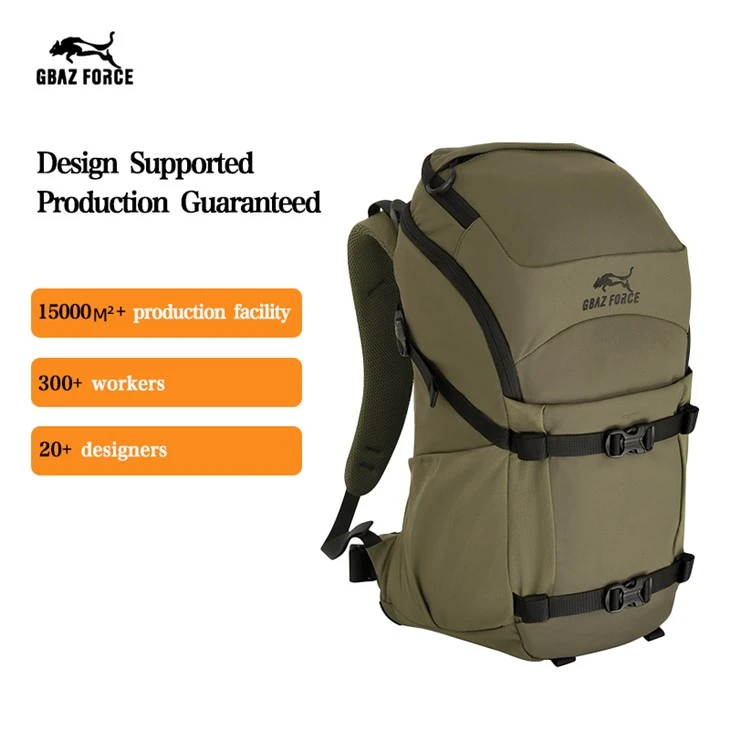 905-038 20L Hunting Daypack With Internal Frame, Bow & Rifle Carry System, Hydration Sleeve, And 500D Nylon Shell. Quiet Olive Green Build For Bowhunters And Rifle Hunters. Wholesale And OEM From GAF Outdoor.
