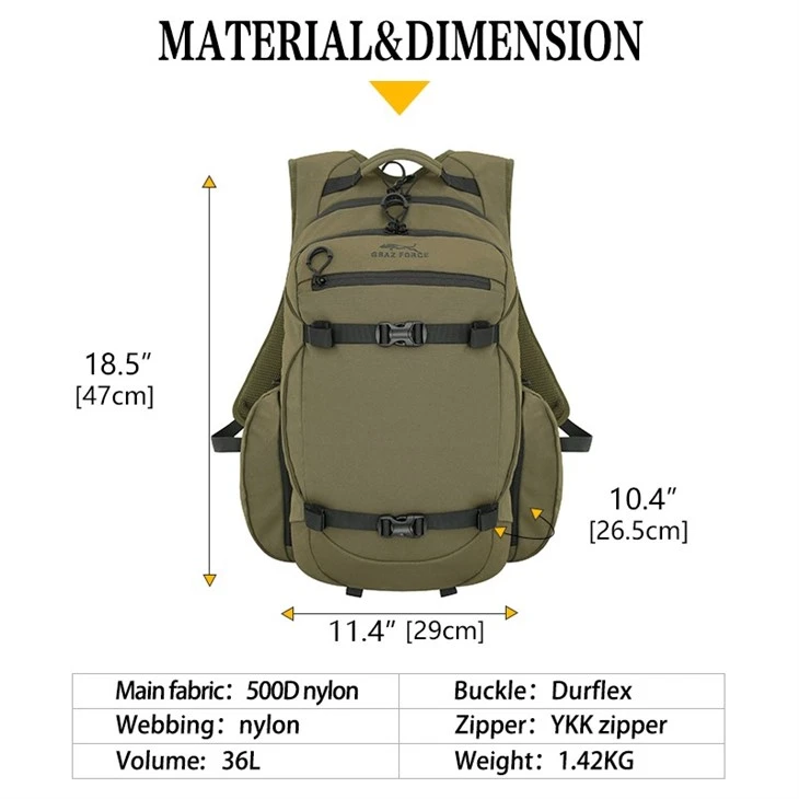 905-047# 36L Aluminum Frame Hunting Backpack With Bow & Rifle Carry | GAF Outdoor factory 905-047# 36L Aluminum Frame Hunting Backpack With Bow & Rifle Carry | GAF Outdoor factory