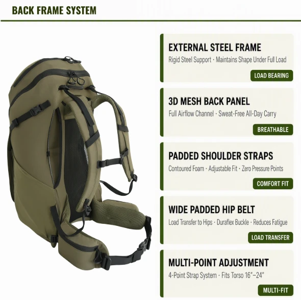905-052# 35L Hunting Backpack With Expandable Pocket For Bow, Rifle, Scope Or Meat | GAF Outdoor suppliers