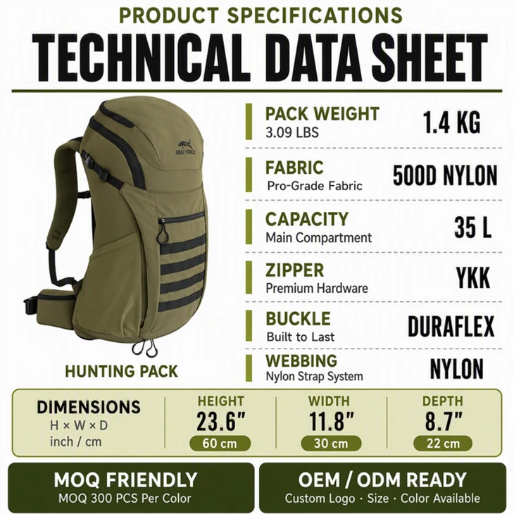 905-052# 35L Hunting Backpack With Expandable Pocket For Bow, Rifle, Scope Or Meat | GAF Outdoor price