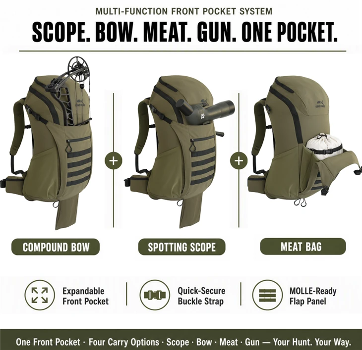 905-052# 35L Hunting Backpack With Expandable Pocket For Bow, Rifle, Scope Or Meat | GAF Outdoor best