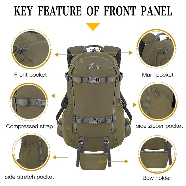 GAF Outdoor 25L Hunting Backpack | Compound Bow/Gun Carry, Hydration-Ready, 500D Nylon, DWR Protection | Modular Frame-Compatible For Big Game & Bow Hunting factory