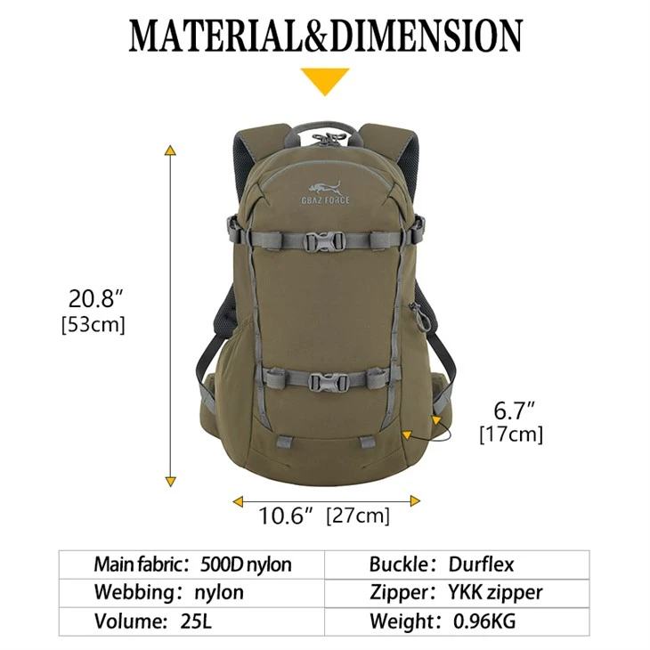 GAF Outdoor 25L Hunting Backpack | Compound Bow/Gun Carry, Hydration-Ready, 500D Nylon, DWR Protection | Modular Frame-Compatible For Big Game & Bow Hunting